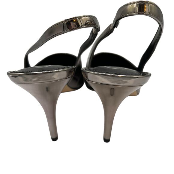Calvin Klein Cinola2 Slingback Heels Pewter Metallic Pointed Toe Size 8.5 NIB - Picture 5 of 6